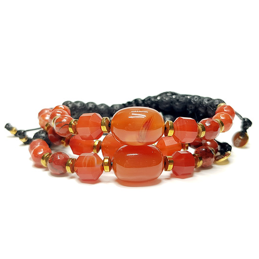 bransoletki z kamieni naturalnych Karneol, jaspis czerwony, agat czerwony i lawa bransoletka