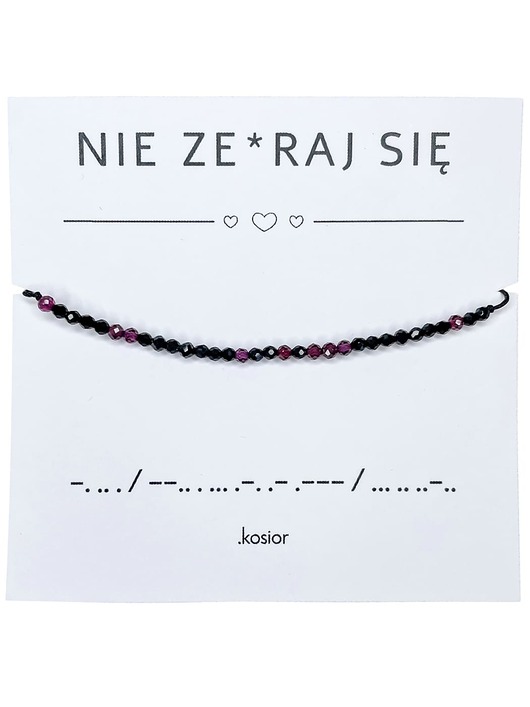 bransoletki na sznurku Bransoletka NIE ZESRAJ SIĘ - Spinel, Granat - Morse