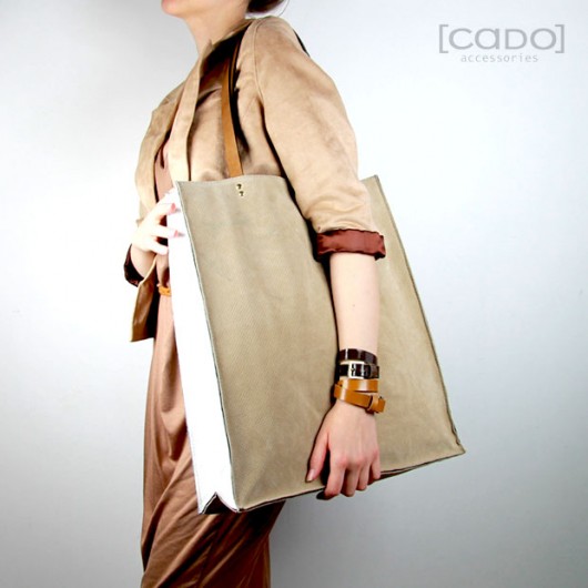 Torebka Hand-made ze skóry i filcu - SAND CADOaccessories