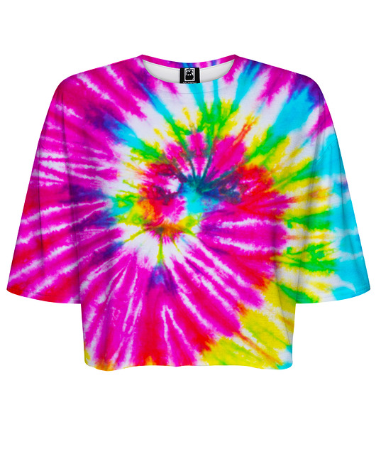 t-shirt damskie DR.CROW T-shirt Krótki CROP Tie Die Colorful