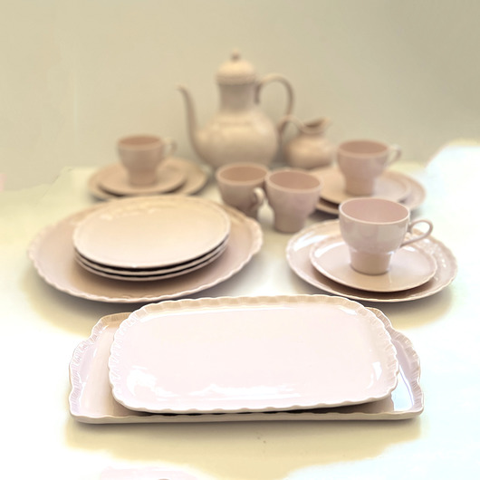 filiżanki Różowy porcelanowy serwis Hutschenreuther Hohenberg, Niemcy, lata 60.