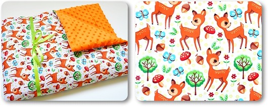 WYJĄTKOWY KOMPLET do wózka_koc + poduszka_SARNY MOJAMAJA
