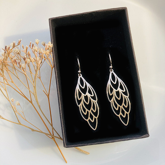 kolczyki pozłacane Długie Eleganckie ażurowe kolczyki srebro