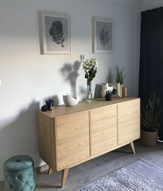 komody i szafki Drevutnia - Komoda Bufetowa Jednolita / Komoda do Salonu / Komoda Dębowa 152cm