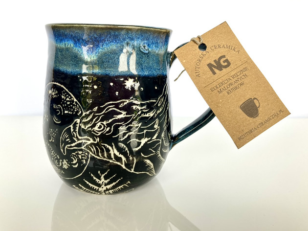 Kubek ceramiczny ręcznie malowany. NG Autorska bizuteria ceramiczna