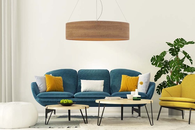 plafony Lampa wisząca PORTO ECO fi - 80 cm z fornirowym abażurem