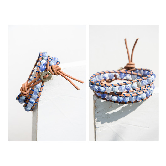 bransoletki z kamieni naturalnych NAD MORZEM bransoletka AGAT w skórze