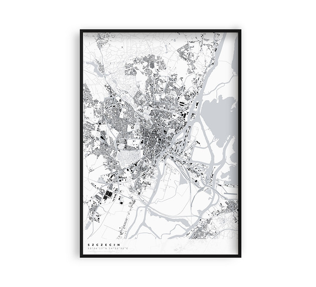 plakaty Szczecin - mapa miasta  plakat z mapą Szczecina