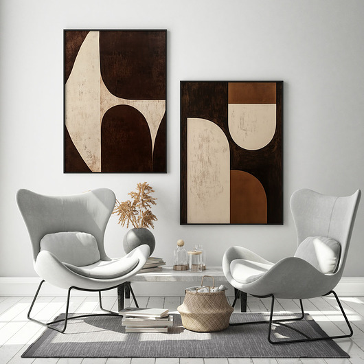 plakaty Zestaw 2 plakatów  - brązowa geometria
