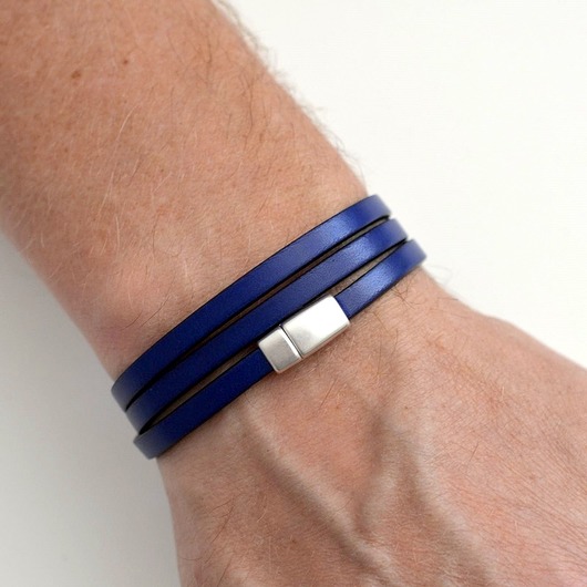 bransoletki skórzane Bransoletka granatowa skórzana 5 mm damska