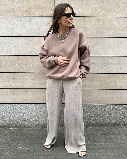spodnie materiałowe damskie Spodnie palazzo feelings beige