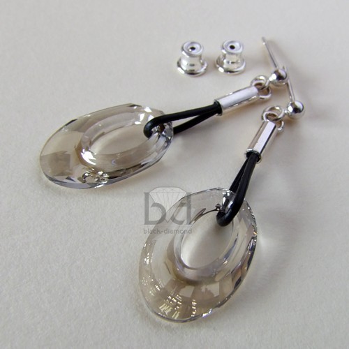 srebrzyste okręgi kryształ swarovski Black Diamond