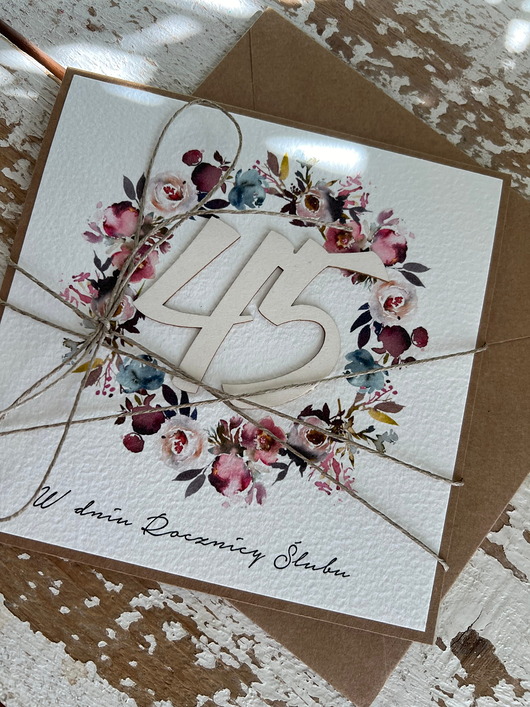kartki scrapbooking Wyjątkowa kartka ręcznie robiona z okazji 45 rocznicy ślubu