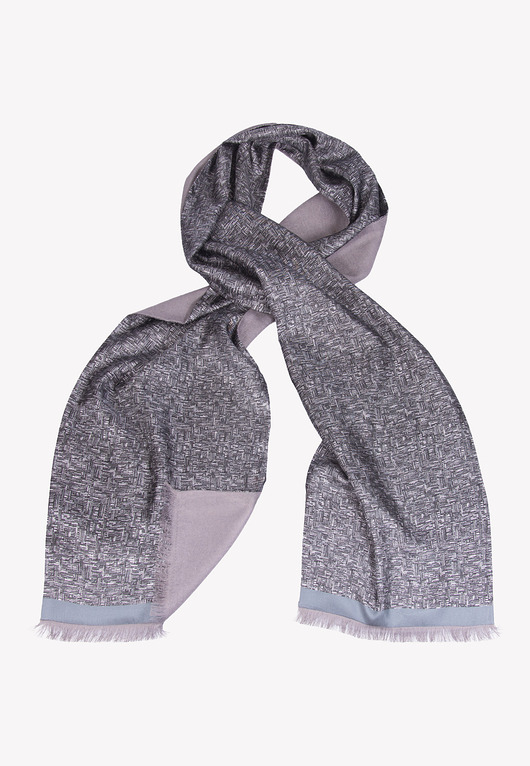 tuby i kominy Ekskluzywny szal męski jedwabny szary w paisleye 30x180 cm