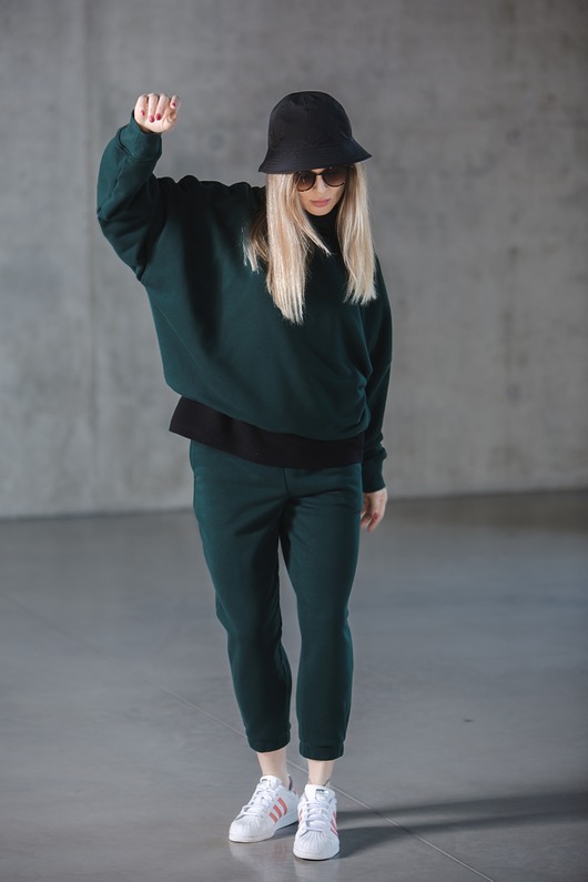 bluza bez kaptura damska Bluza oversize The Grey zielona Unisex