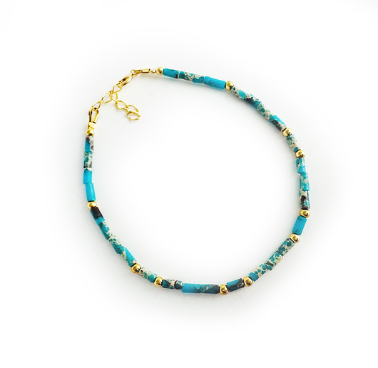 bransoletki z kamieni naturalnych Bransoletka z kamieni , niebieski JASPIS złoto