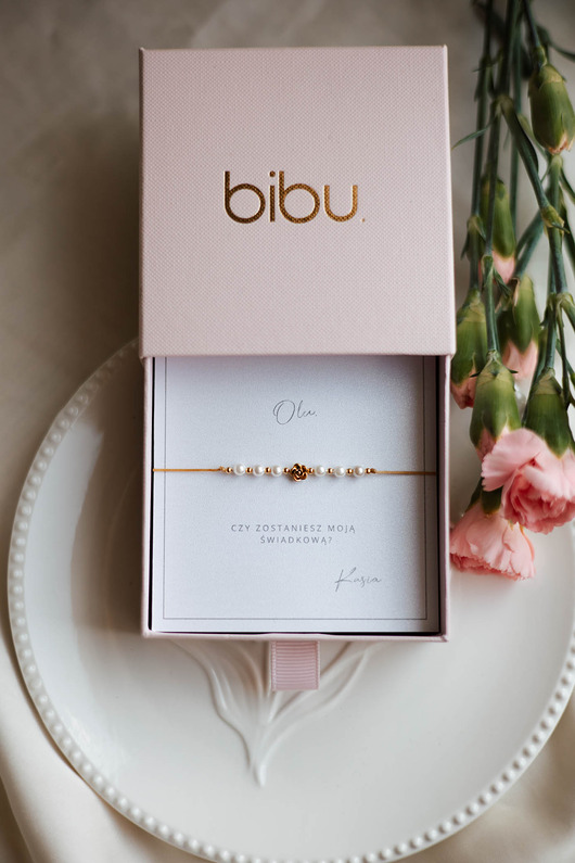 bransoletki na sznurku Bransoletka dla świadkowej z kwiatem róży, prośba o świadkowanie