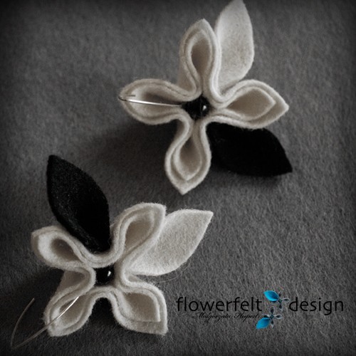 Ecru with Black FlowerFelt Design