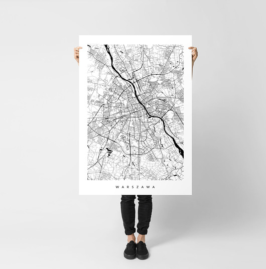 plakaty Warszawa - plakat z mapą Warszawy - prezent