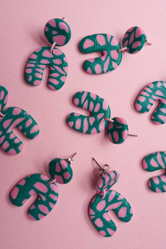 kolczyki z masy plastycznej Wiszące kolczyki sztyfty MINI