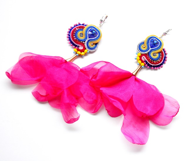 kolczyki soutache Sutaszowe kolczyki LISBOA ROSE
