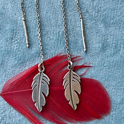 kolczyki srebrne Długie kolczyki srebro 925 przeciągane piórko