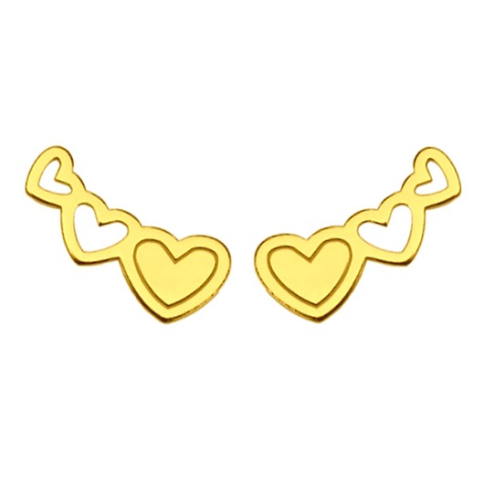 kolczyki srebrne Złote kolczyki trzy serduszka