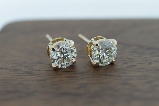 kolczyki złote Kolczyki z brylantami, 14 karatowe żółte złoto