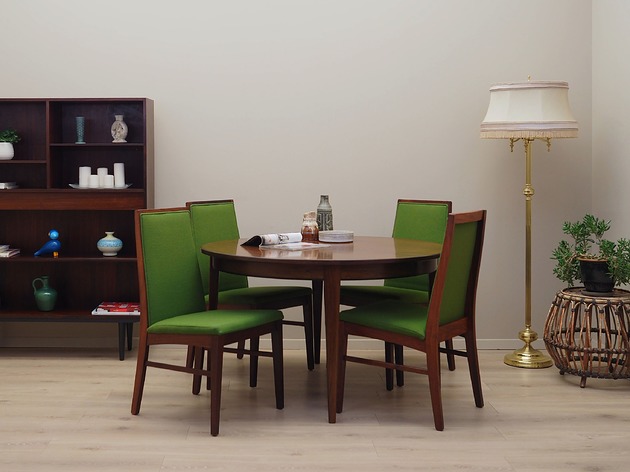 krzesła Komplet czterech krzeseł palisandrowych, lata 70, producent: Dyrlund