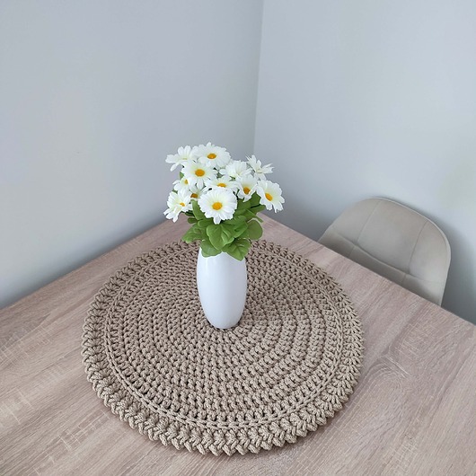 podkładki do kuchni Podkładka boho szydełkowa ze sznurka bawełnianego 55cm