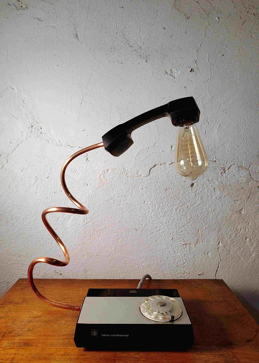 lampy stołowe Lampa stołowa telefoniczna Iskra Continental 70's