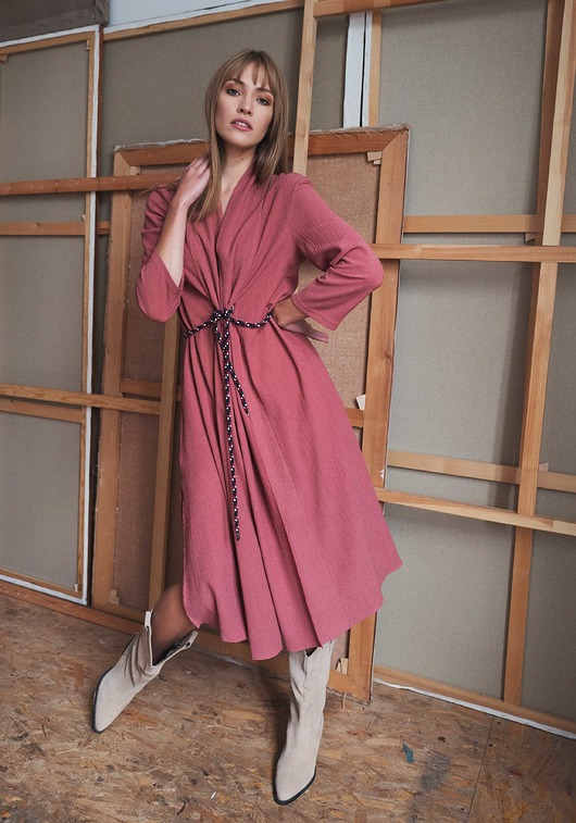 sukienki midi damskie BEAMY sukienka dim pink