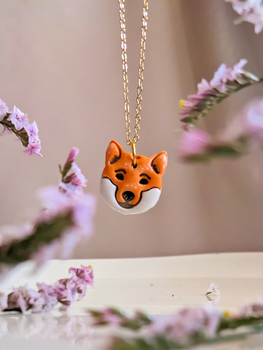 wisiory Naszyjnik wisiorek pies shiba, akita inu z pieskiem prezent dla psiary