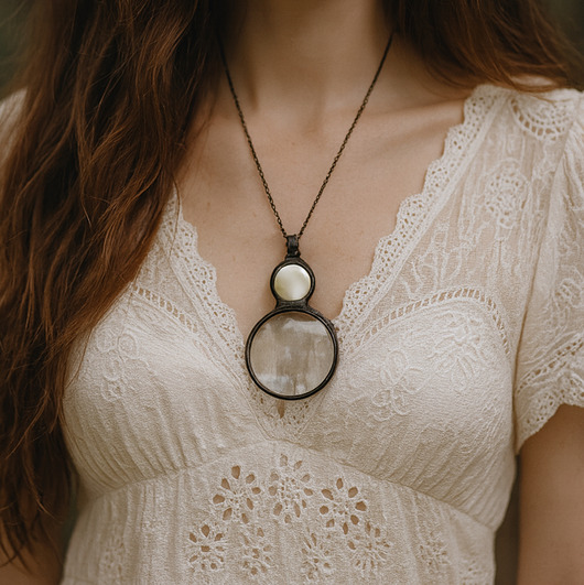 wisiory Naszyjnik z lustrem i lupką