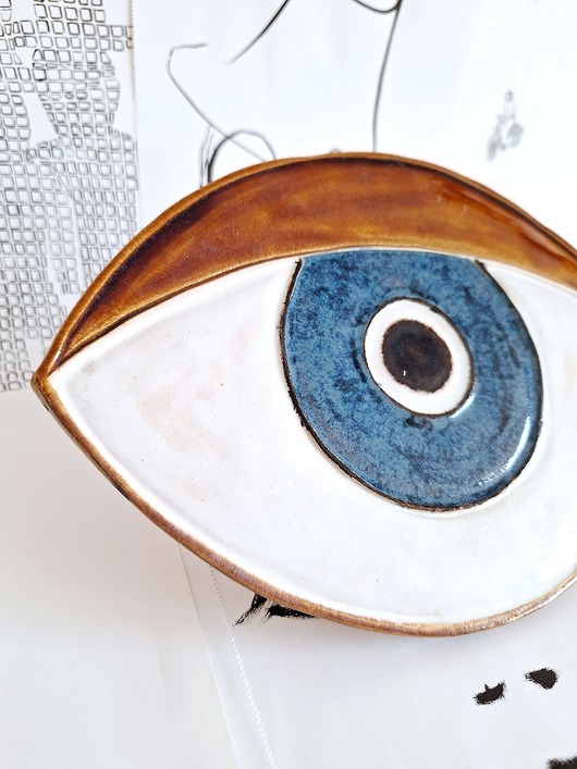 Ozdoby na ścianę Oko ceramiczne dekor ścienny podstawka