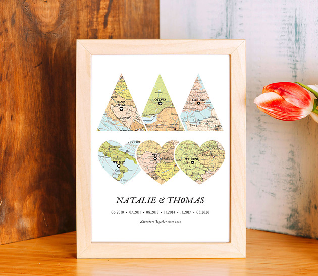 plakaty Plakat Personalizowana mapa, nasza historia, 6 miejsc