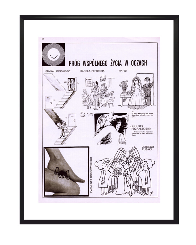 plakaty Oprawiona grafika prasowa / rysunki PRÓG WSPÓLNEGO ŻYCIA, 1973 r