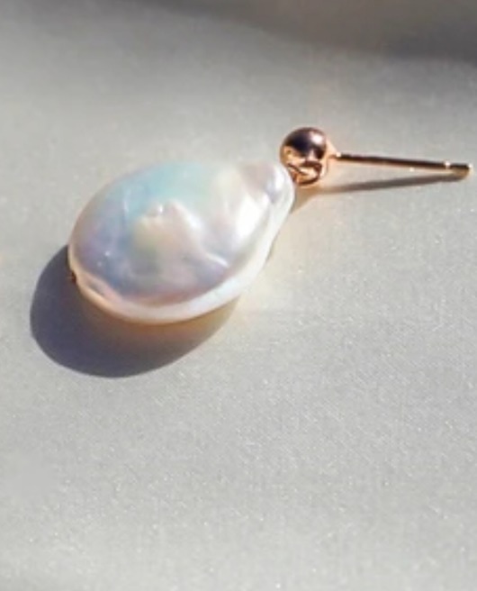Kolczyki pozłacane z perłą - rosegold - in zam MEIKA PEARLS