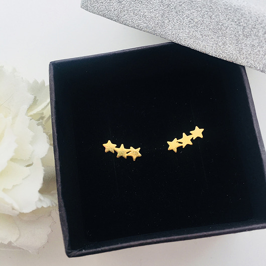 Złote kolczyki trzy gwiazdki, star earrings Anemon Atelier