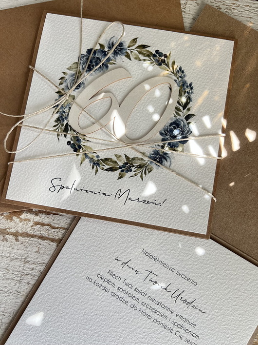 kartki scrapbooking Ręcznie robiona kartka na 60 urodziny, pomysł prezent