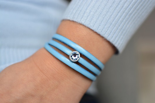 Bransoletka skóra  MAGNETOOS TRIPLE CRISTAL blue Beezoo