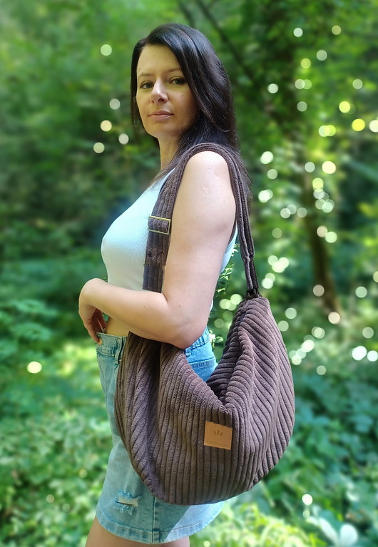 torby na ramię Sztruksowa torba hobo Brązowa