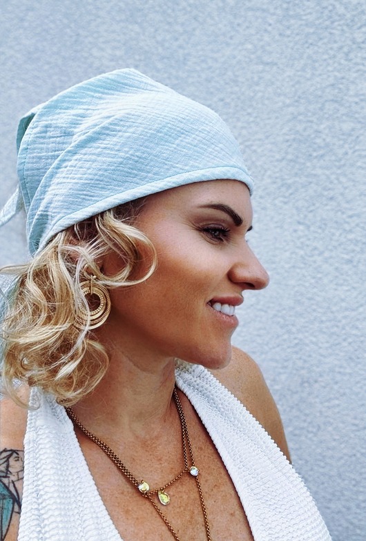 apaszki Chusta plażowa letnia okrycie na głowę chusta na włosy pastelowy błękit