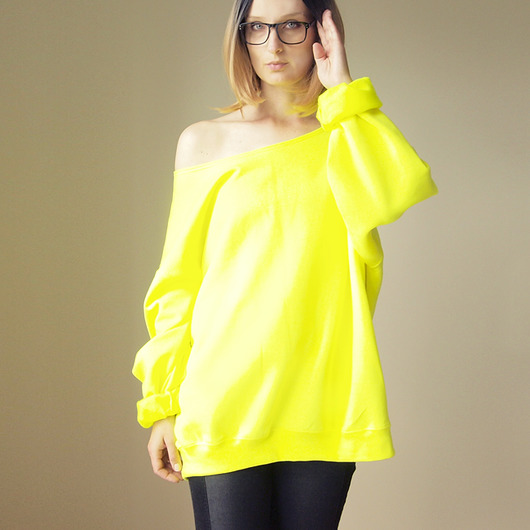 Gruby Oversize  Żółty Neon Z  XL XXL ONE MUG A DAY