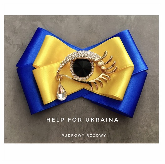 Help for Ukraina Brosza z płaczącym okiem Pudrowy Różowy