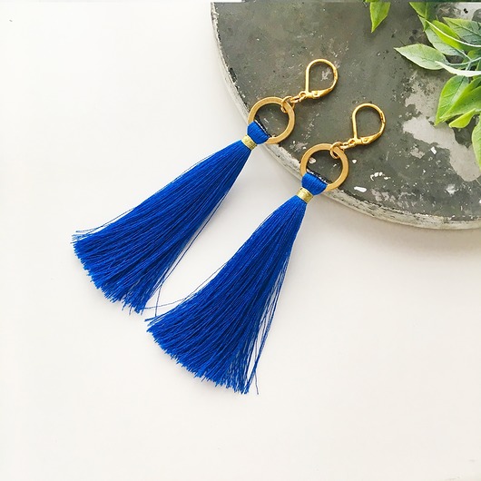 Kolczyki chwosty Boho - Cobalt Ilovehandmade