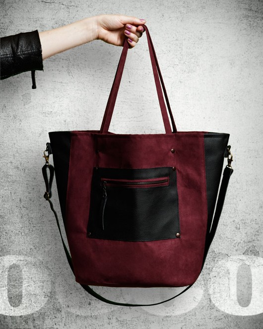 Bucket Bag - Bordo + Czerń hairoo