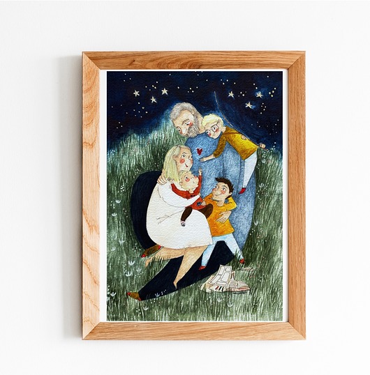 grafiki i ilustracje Personalizowany duży portret rodzinny