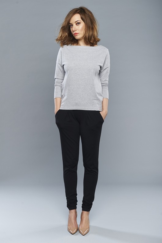 Bawełniany long sleeve z łódkowym dekoltem BORKO