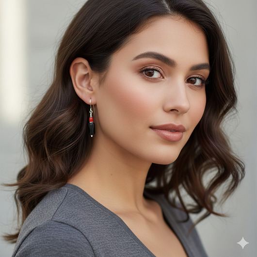 kolczyki z kamieniami Klasyczne kolczyki srebro surowy turmalin koral